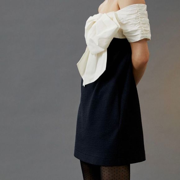 NWOT Anthropologie Maeve Bow Colorblocked Shift Mini Dress - Picture 3 of 14